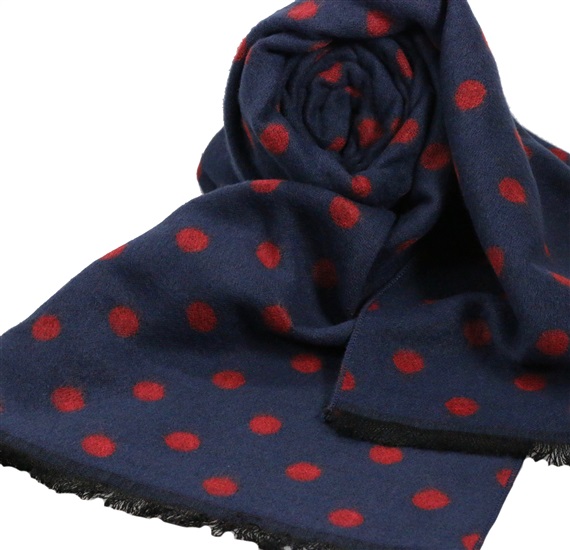 Écharpe Bleu Marine à Pois Bordeaux