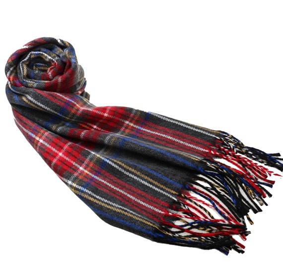 Écharpe Carreaux Écossais Rouge et Gris