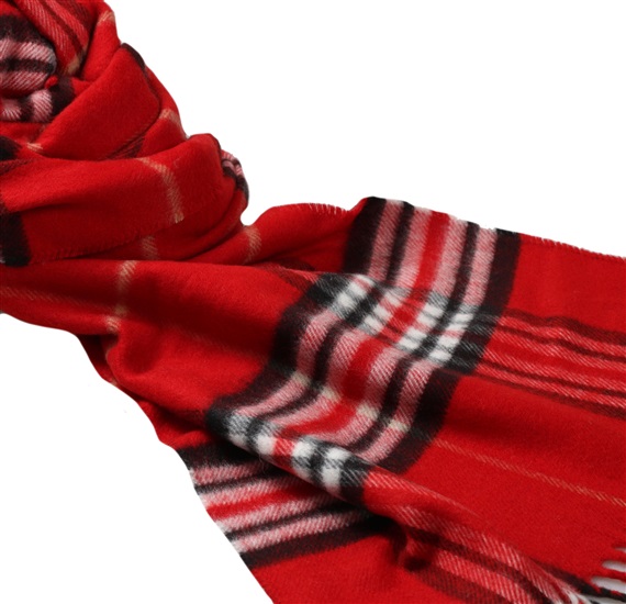 Écharpe Rouge à Carreaux Blancs