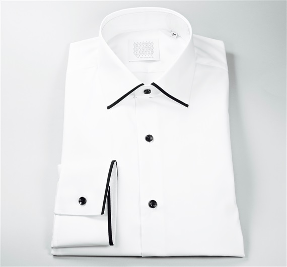 Chemise Habillée Blanche Bordure Noire