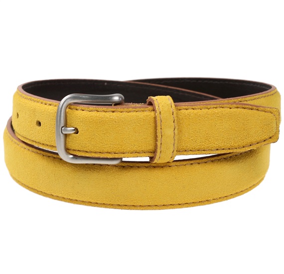 Ceinture en Cuir Suédé Jaune pour Homme