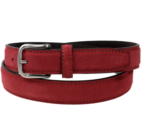 Ceinture en cuir suédé grenat pour Homme