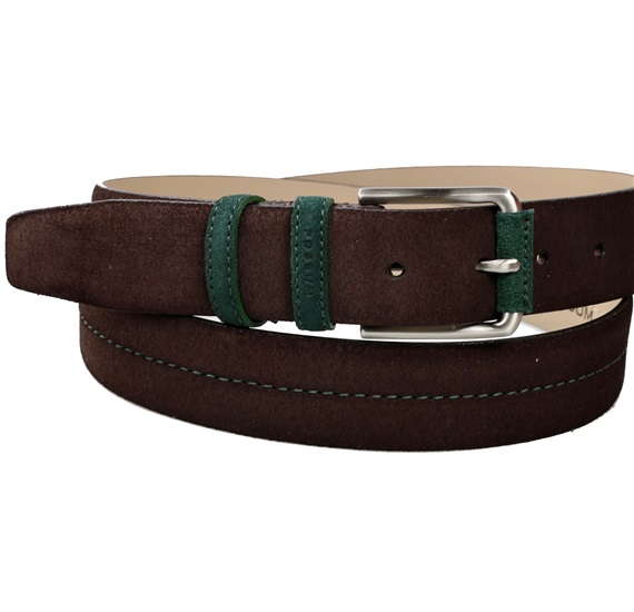Ceinture en Daim Marron et Vert Foncé
