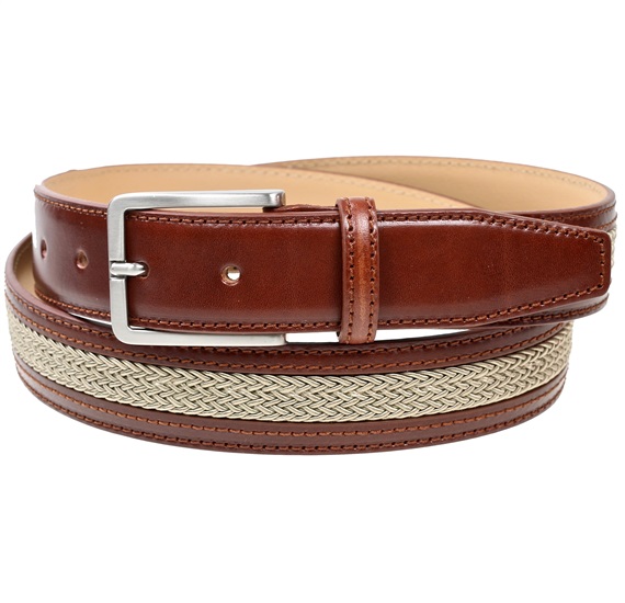 Ceinture Marron avec Tressé Beige
