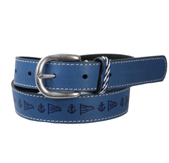 Ceinture Enfant Bleue Cuir Marin.