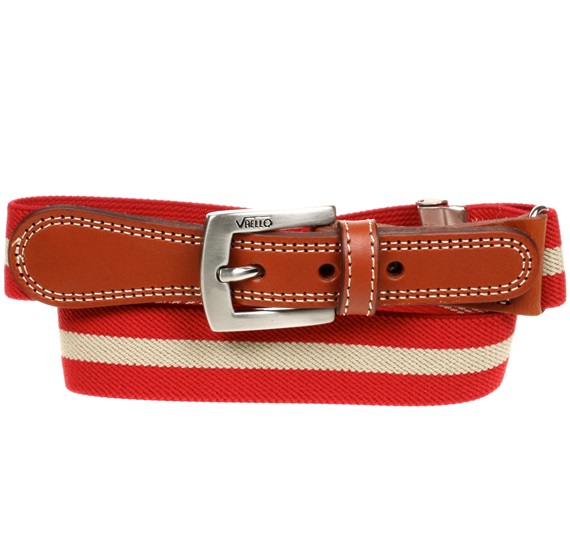 Ceinture Enfant Élastique Rouge à Rayures Beiges