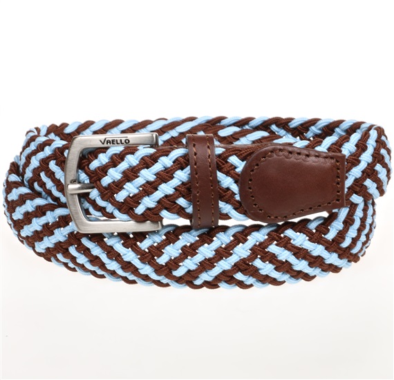 Ceinture Enfant Élastique Tressée Bleu Ciel et Marron