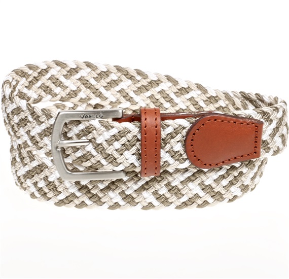 Ceinture Enfant Élastique Tressée Beige et Kaki