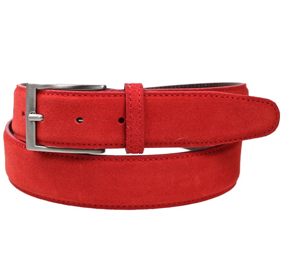 Cinturón Piel Serraje Rojo VIvo