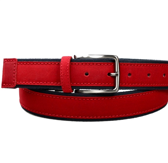 Ceinture en Daim Rouge et Bleu