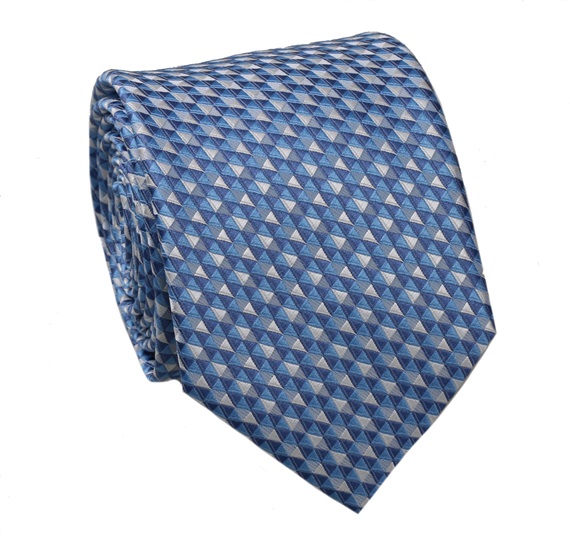 Cravate Bleue à Motif Géométrique