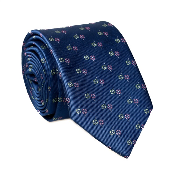 Cravate Bleue à Fleurs