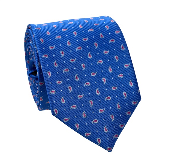 Cravate Bleue Cachemire Rose