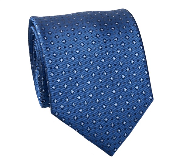 Cravate Bleue Design Blanc
