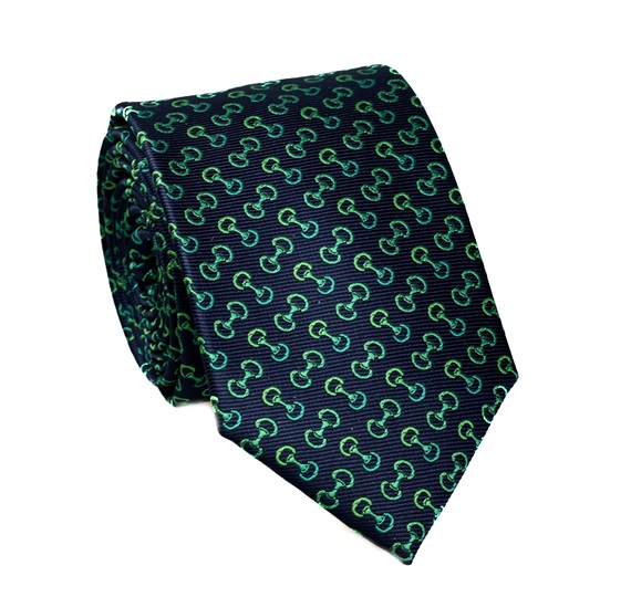 Cravate Bleu Marine avec Étriers Verts