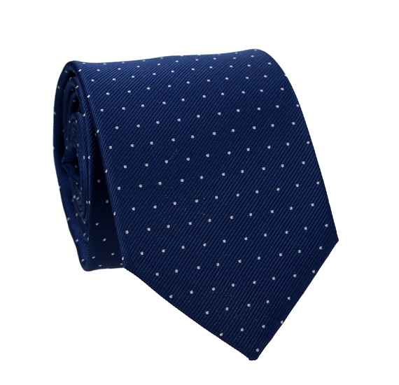Cravate Bleu Marine à Pois Blancs