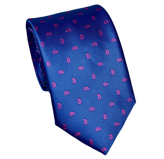 Cravate Bleu Royal Paisley Rose