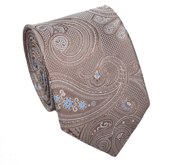 Cravate beige à motif paisley