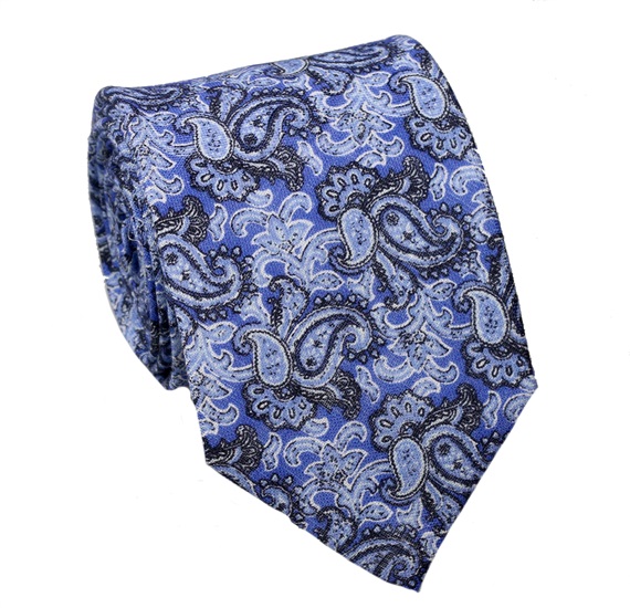 Cravate Cachemire Bleue en Lin