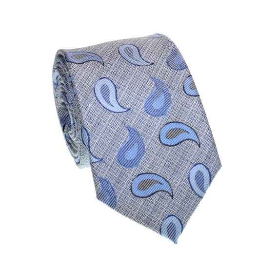 Cravate Cachemire Bleue en Soie Naturelle