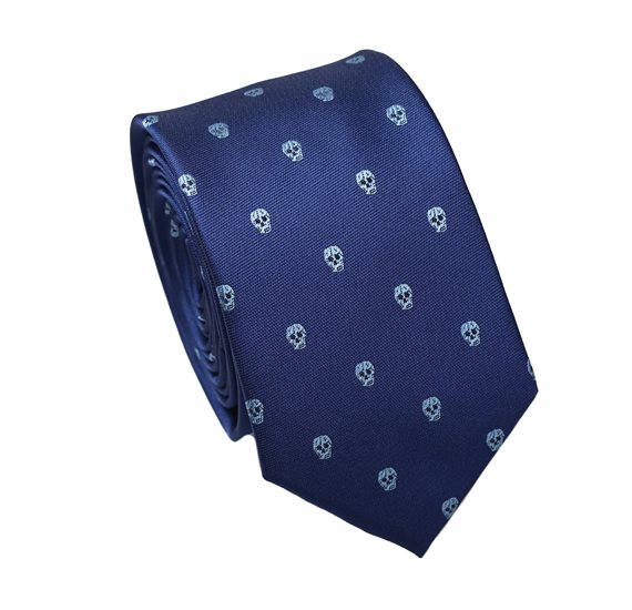 Cravate Bleu Marine Tête de Mort