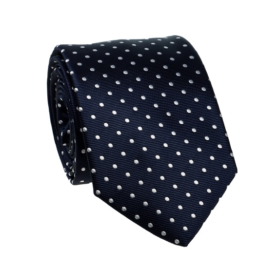 Corbata Cadete Azul Marino con Lunares Blancos