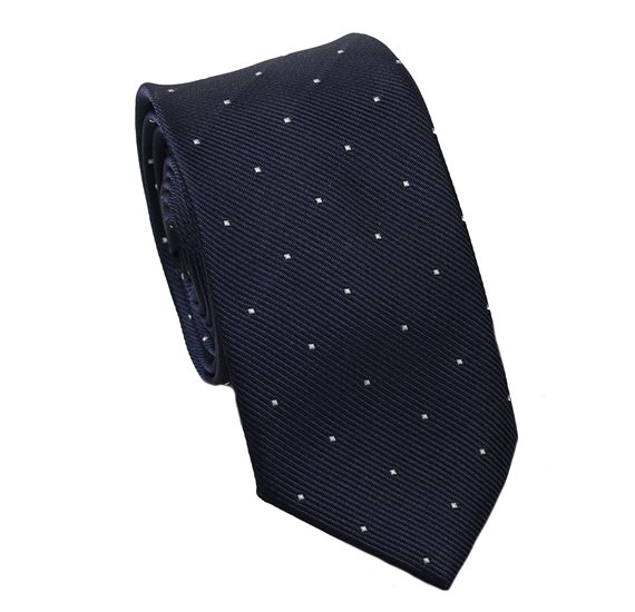 Corbata Cadete Azul Motas Blancas