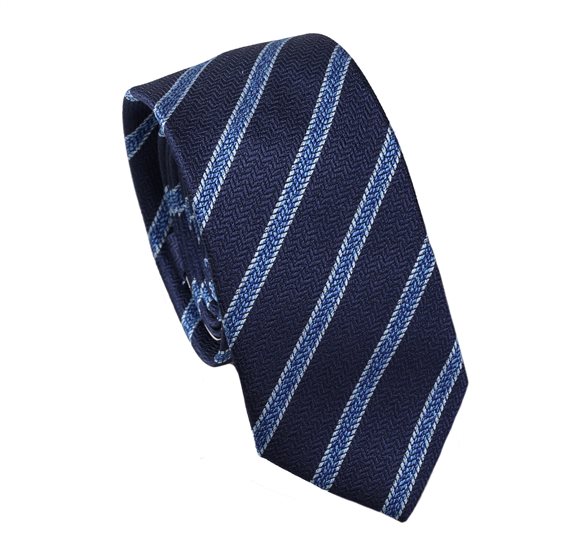 Cravate Bleue à Rayures Chevron