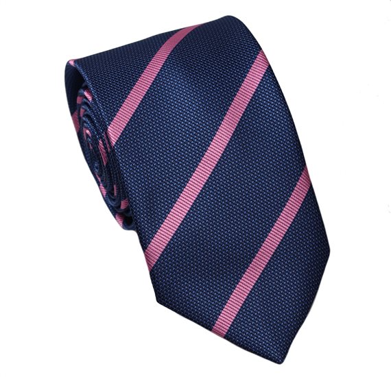 Cravate Cadet Bleue Rayures Roses