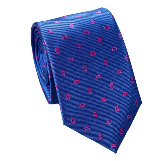 Cravate Cadet Bleu Royal Paisley Rose