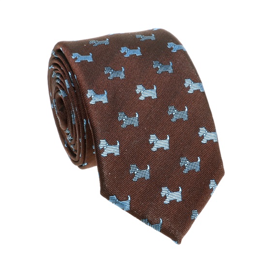 Cravate Cadet Marron Schnauzer Bleu