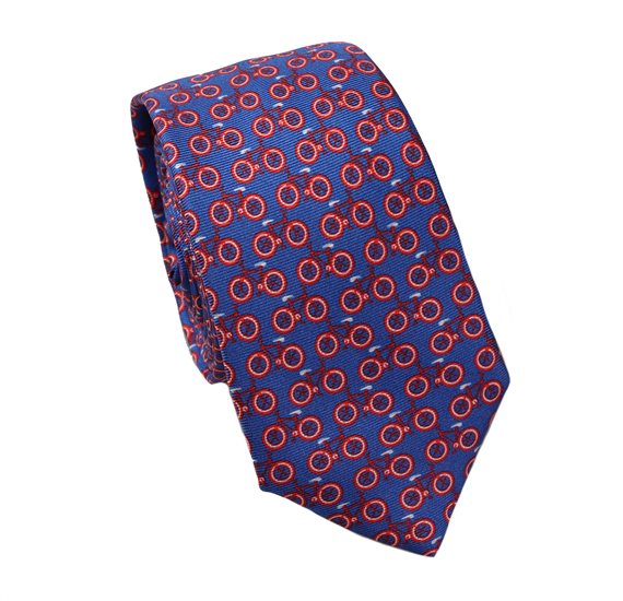 Cravate Cadet en Soie Bleu Royal Bicyclettes
