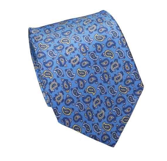 Cravate Cadet Soie Cachemire Bleu France