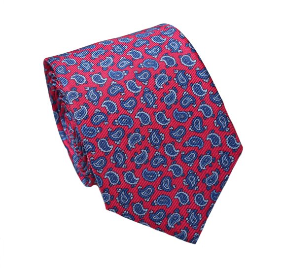 Corbata Cadete Seda Cachemir Roja