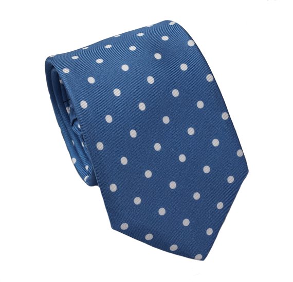 Cravate Cadet en Soie Cobalt à Pois Blancs