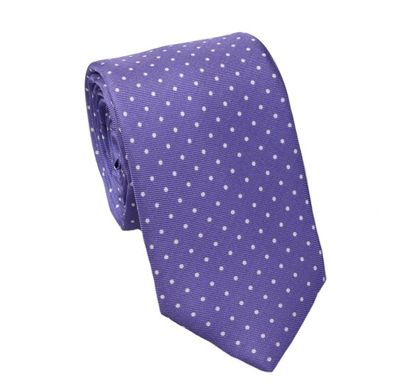 Cravate en Soie Violette à Pois Blancs
