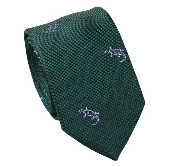 Cravate en soie verte avec motifs crocodiles