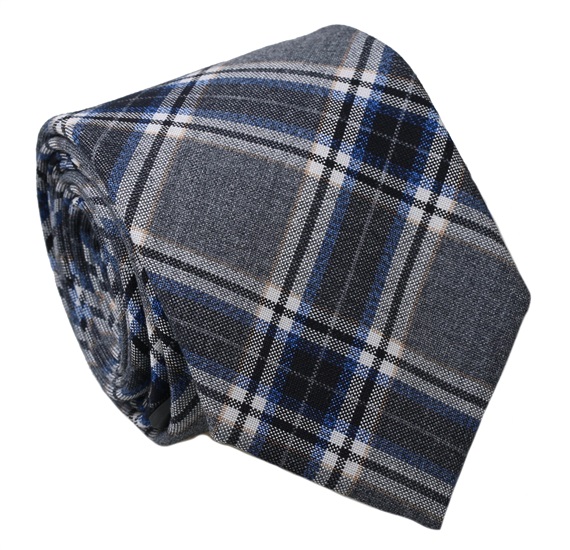 Cravate à Carreaux Gris et Bleus