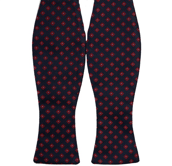 Cravate Noeud Papillon Bleu Marine à Carreaux Rouges