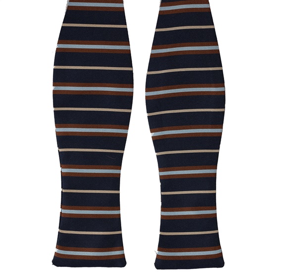 Cravate Noeud Bleu Marine Rayures Marron