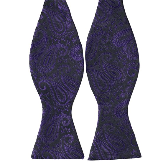 Cravate Noeud Papillon Noir Paisley Violet
