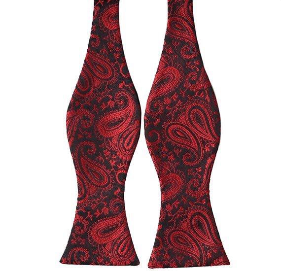 Cravate Noeud Papillon Noir Paisley Rouge
