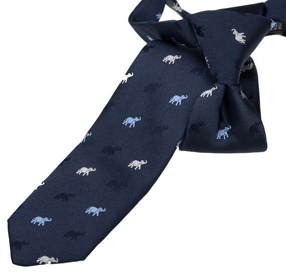 Cravate Enfant Bleu Marine Éléphants