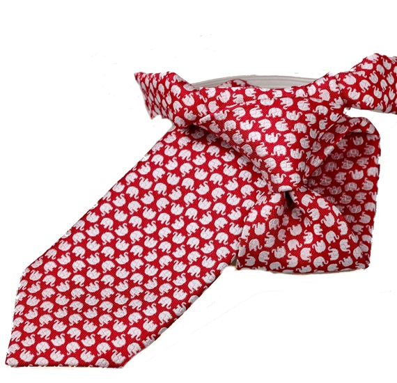 Cravate Enfant Rouge avec Éléphants Blancs