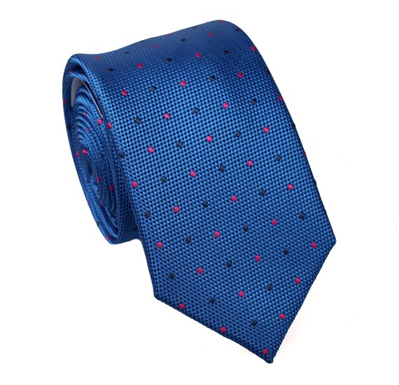 Cravate Étroite Bleu Marine à Pois