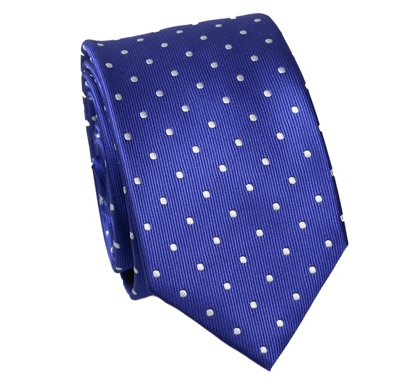 Cravate Étroite Bleu Marine à Pois Blancs