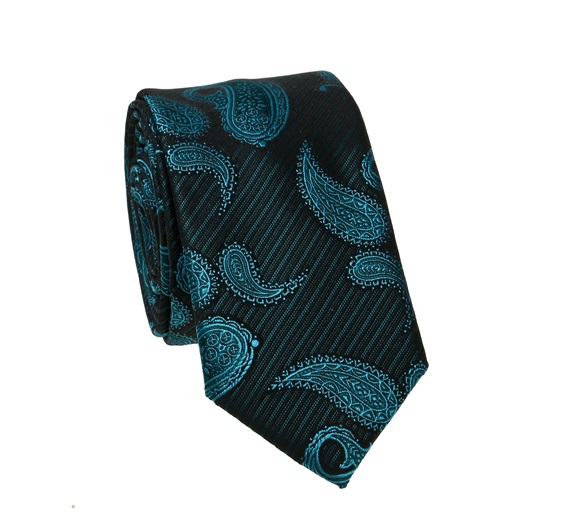 Cravate Étroite Cachemire Turquoise Foncé