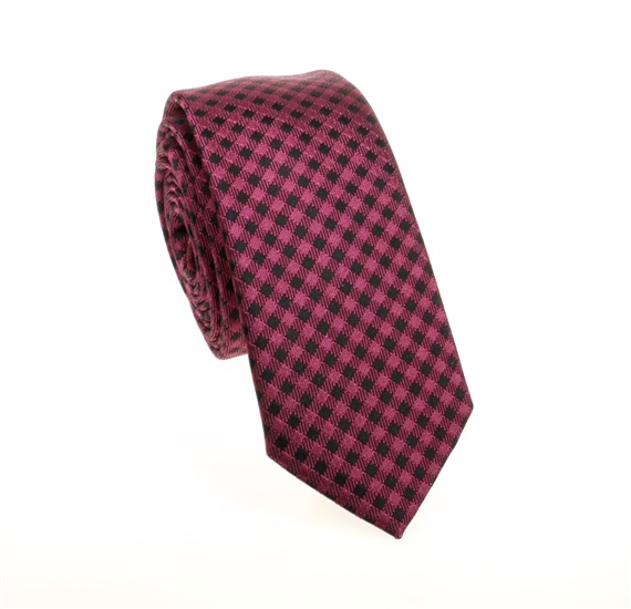 Cravate Carreaux Magenta et Noir