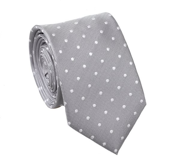 Cravate Étroite Gris Pois