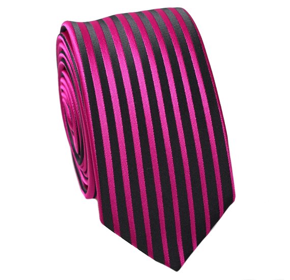 Cravate Étroite Rayures Magenta